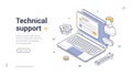 Technical Support Service IT Maintenance and Customer Service Isometric Web Banner Vector Template Royalty Free Stock Photo