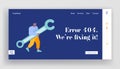 Technical Support Service Website Landing Page. Programmer Holding Wrench in Hands Working on Fixing Bugs Royalty Free Stock Photo