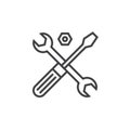 Technical support symbol. Tools line icon, outline vector sign,