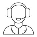 Technical support thin line icon. Call center vector illustration isolated on white. Assistance outline style design