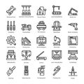 Technical Tools and Machines Line Icons Set