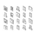 technical writer doc isometric icons set vector Royalty Free Stock Photo