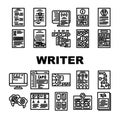 technical writer document manual icons set vector Royalty Free Stock Photo