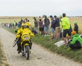 Technical Yellow Bike of Mavic on a Cobblestone Road - Tour de F