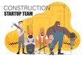 Technician and builders and engineers and mechanics and Construction Worker teamwork ,illustration cartoon character