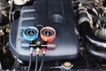 Car air conditioner check service, leak detection, fill refrigerant.Device and meter liquid cooling in the car by specialist techn