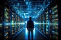 IT technician at Data center or server room. Generative AI Royalty Free Stock Photo