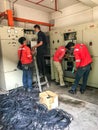 Technician and engineer working on maintenance at Main switchboard MSB room