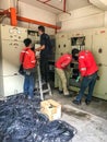 Technician and engineer working on maintenance at Main switchboard MSB room