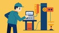 A technician expertly calibrates a machine ensuring that it is running at maximum efficiency to minimize the risk of Royalty Free Stock Photo