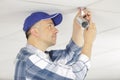 technician fixing video surveillance camera Royalty Free Stock Photo