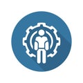 Technician Icon. Man and Cog Wheel. Engineering Symbol.