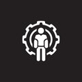 Technician Icon. Man and Cog Wheel. Engineering Symbol.