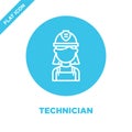 technician icon vector. Thin line technician outline icon vector illustration.technician symbol for use on web and mobile apps,