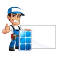 Technician installer of solar panels