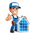 Technician installer of solar panels