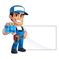 Technician installer of solar panels