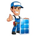 Technician installer of solar panels