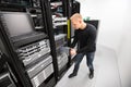 IT Technician Installing Blade Server In Chassis At Datacenter Royalty Free Stock Photo