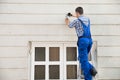 Technician Installing Cctv Camera Royalty Free Stock Photo