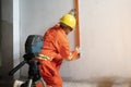 Technician with Laser measurement level Royalty Free Stock Photo