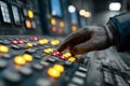 Technician Operating Control Panel in Metallurgical Facility Royalty Free Stock Photo