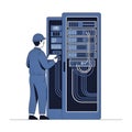 IT Technician Performing Server Rack Maintenance Royalty Free Stock Photo