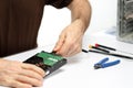 Technician person is repairing a computer Royalty Free Stock Photo