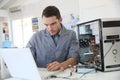 Technician repairing the computer