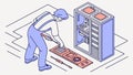 Technician Repairing Computer Server, IT Support Data Center, vector design Generative AI Royalty Free Stock Photo