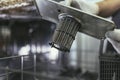 Technician Repairing Dishwasher In Kitchen, close up. Dishwasher filter Royalty Free Stock Photo