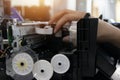 The technician is repairing the printer Royalty Free Stock Photo