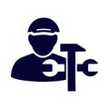 technician, repairman, man, wrench, hammer, repairman icon Royalty Free Stock Photo