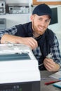 Technician reparing broken computer Royalty Free Stock Photo