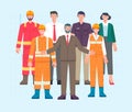 Technician workers, office workers and engineer team. Group of people technicians, engineering and construction workers. Royalty Free Stock Photo