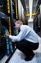 IT technician working on network servers