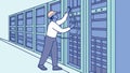 IT Technician Working on Server Racks in Data Center, vector design Generative AI Royalty Free Stock Photo