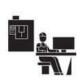 Technician workplace black vector concept icon. Technician workplace flat illustration, sign Royalty Free Stock Photo