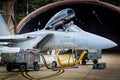 Technicians checking his F15 fighter jet Royalty Free Stock Photo