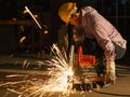 Technicians use steel cutting tools to build houses.