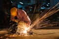 Technicians use steel cutting tools to build houses.