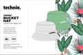 Technie Bucket Hat Vector Flat Template Royalty Free Stock Photo