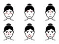 Technique of Facial Massage Silhouette Icon. Anti Aging Self Face Massage with Arrow Pictogram. Girl Beauty Treatment