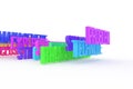 Technique, problem & brainstorming, business conceptual colorful 3D words. Communication, positive, message & style.