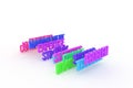 Technique & problem, business conceptual colorful 3D words. Style, positive, title & backdrop.