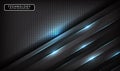 Abstract 3D black techno background overlap layers on dark space with blue light line effect decoration Royalty Free Stock Photo