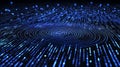 Techno Blueprint: Blue Fingerprint Lines in Code. Generative AI