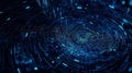 Techno Blueprint: Blue Fingerprint Lines in Code. Generative AI