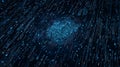 Techno Blueprint: Blue Fingerprint Lines in Code. Generative AI