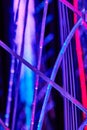 Techno cables and wires with vibrant purple neon LED lights